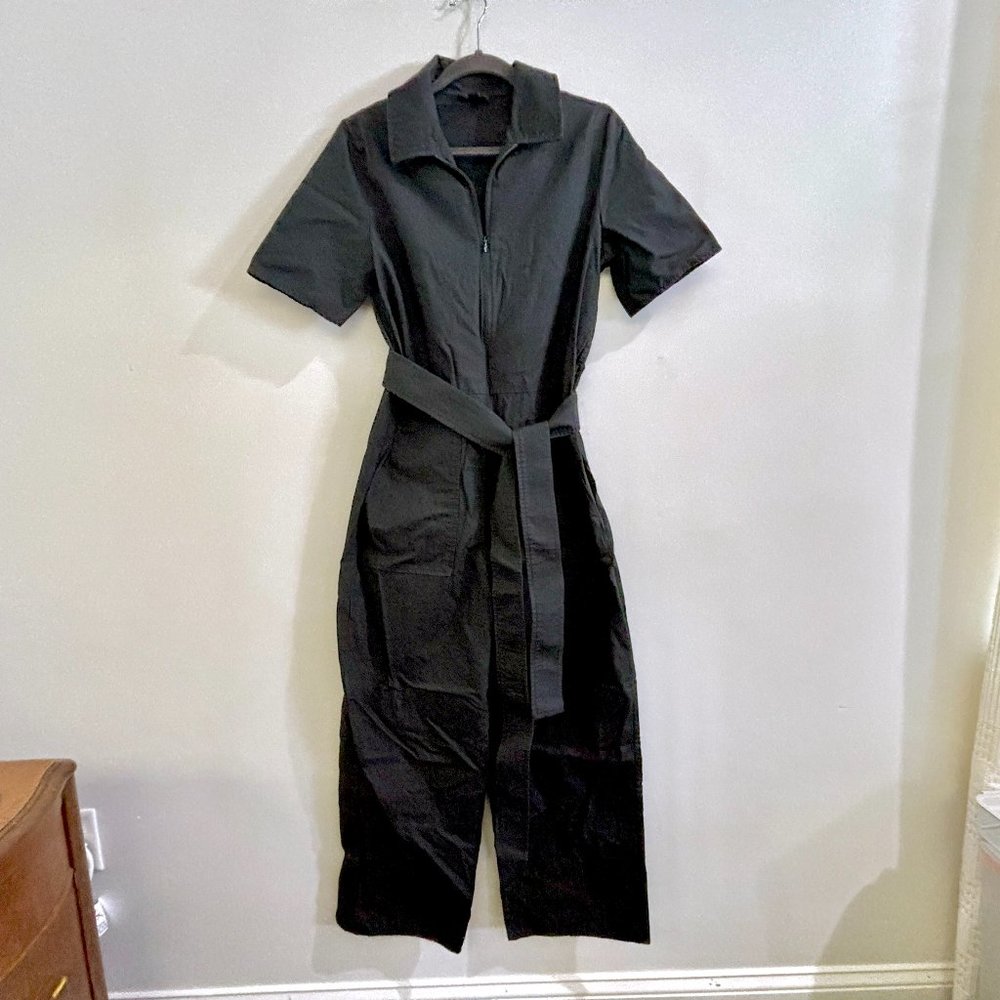 COS zip up belted coveralls
